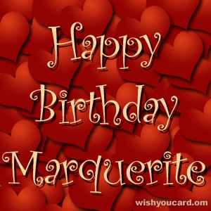 happy birthday Marquerite hearts card