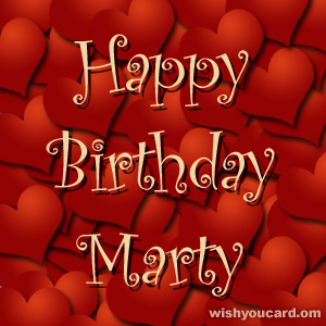 happy birthday Marty hearts card