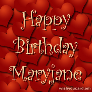 happy birthday Maryjane hearts card