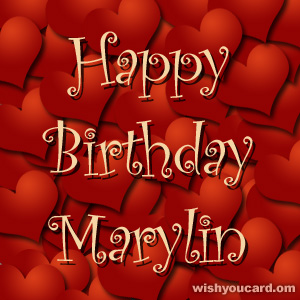 happy birthday Marylin hearts card