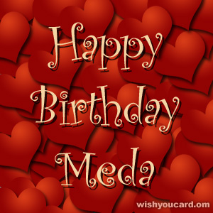happy birthday Meda hearts card