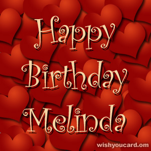 happy birthday Melinda hearts card