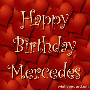 happy birthday Mercedes hearts card