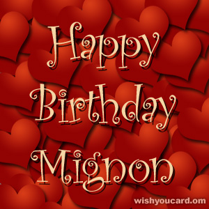happy birthday Mignon hearts card