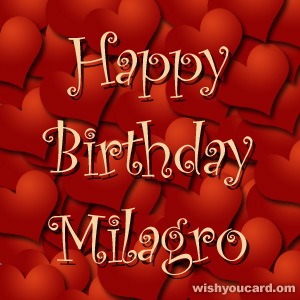 happy birthday Milagro hearts card