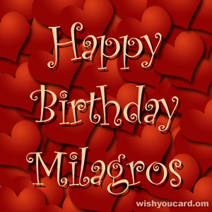 happy birthday Milagros hearts card