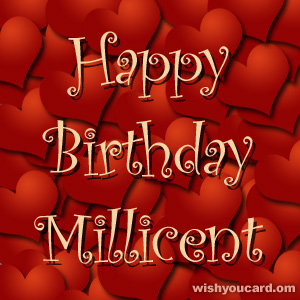 happy birthday Millicent hearts card