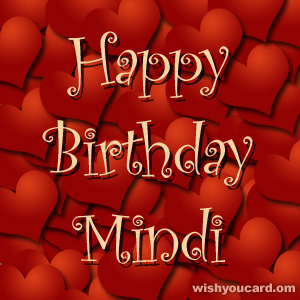 happy birthday Mindi hearts card