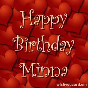 happy birthday Minna hearts card
