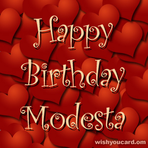 happy birthday Modesta hearts card