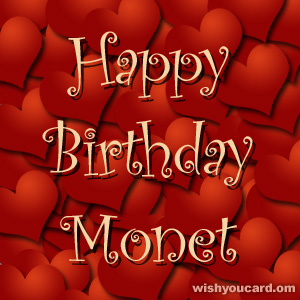 happy birthday Monet hearts card