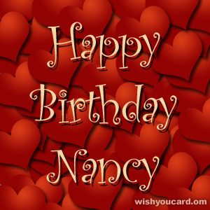 happy birthday Nancy hearts card