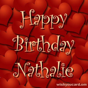 happy birthday Nathalie hearts card