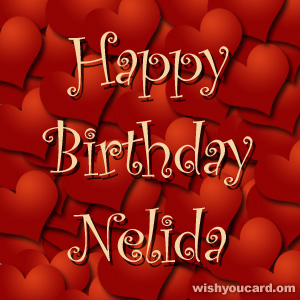 happy birthday Nelida hearts card