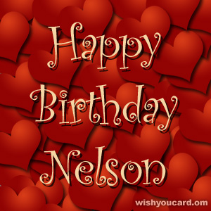 happy birthday Nelson hearts card