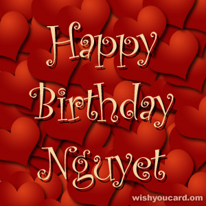 happy birthday Nguyet hearts card