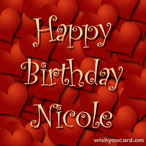 happy birthday Nicole hearts card