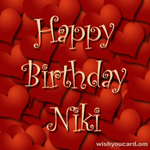 happy birthday Niki hearts card
