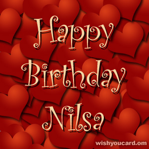 happy birthday Nilsa hearts card