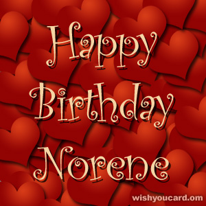 happy birthday Norene hearts card