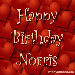 happy birthday Norris hearts card