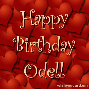 happy birthday Odell hearts card