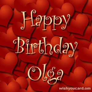 happy birthday Olga hearts card