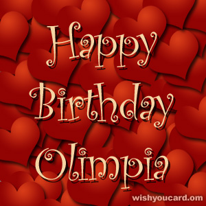 happy birthday Olimpia hearts card
