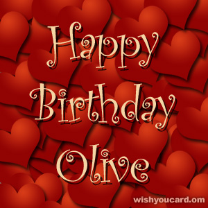 happy birthday Olive hearts card