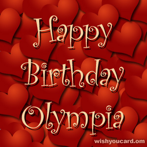 happy birthday Olympia hearts card