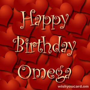 happy birthday Omega hearts card