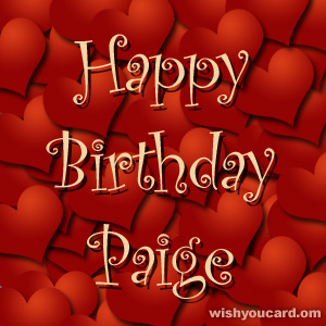 happy birthday Paige hearts card