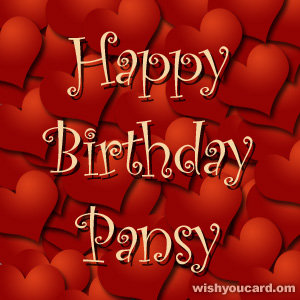 happy birthday Pansy hearts card