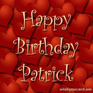 happy birthday Patrick hearts card