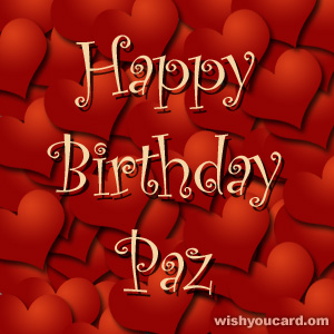 happy birthday Paz hearts card