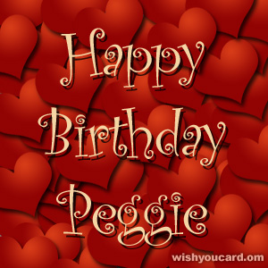 happy birthday Peggie hearts card