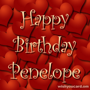 happy birthday Penelope hearts card