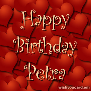 happy birthday Petra hearts card