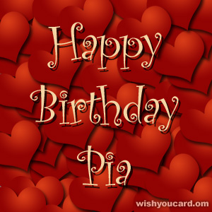 happy birthday Pia hearts card