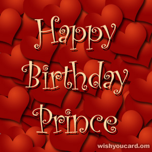 happy birthday Prince hearts card