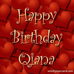 happy birthday Qiana hearts card