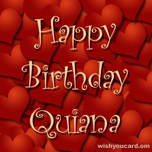 happy birthday Quiana hearts card