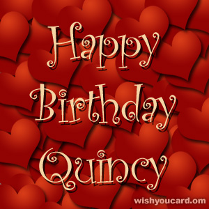 happy birthday Quincy hearts card