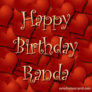 happy birthday Randa hearts card
