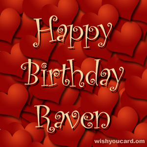 happy birthday Raven hearts card