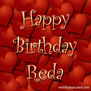 happy birthday Reda hearts card