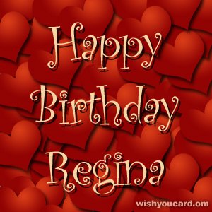 happy birthday Regina hearts card