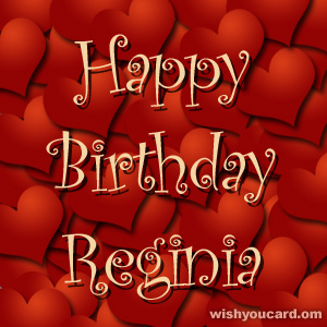 happy birthday Reginia hearts card