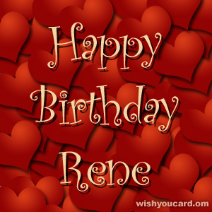 happy birthday Rene hearts card