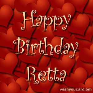 happy birthday Retta hearts card
